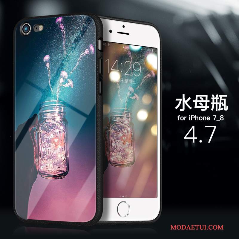 Futerał iPhone 7 Silikonowe Anti-fallna Telefon, Etui iPhone 7 Torby Szkło Różowe