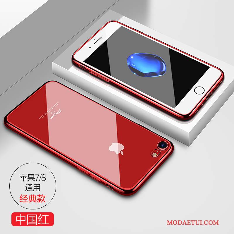 Futerał iPhone 7 Silikonowe Czerwony Przezroczysty, Etui iPhone 7 Miękki Tendencja Anti-fall