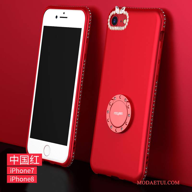 Futerał iPhone 8 Miękki Czerwony Tendencja, Etui iPhone 8 Rhinestone Anti-fallna Telefon