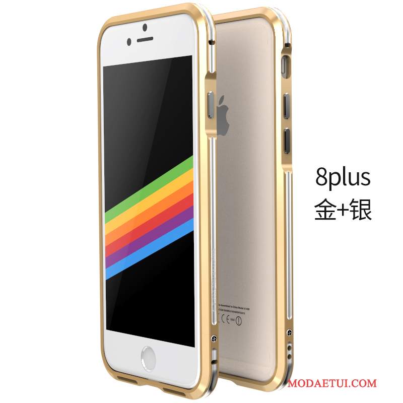 Futerał iPhone 8 Plus Metal Anti-fall Złoto, Etui iPhone 8 Plus Ochraniacz Osobowość Szary
