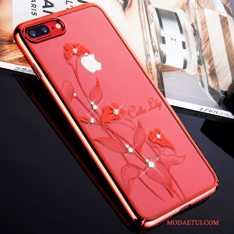 Futerał iPhone 8 Plus Rhinestone Eleganckie Czerwony, Etui iPhone 8 Plus Torby Przezroczysty Nowy