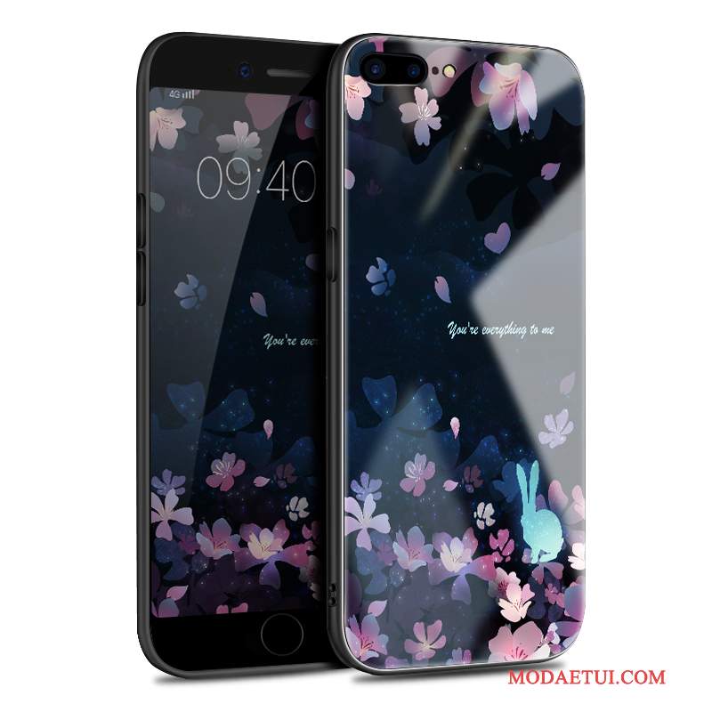 Futerał iPhone 8 Plus Silikonowe Modna Marka Czarny, Etui iPhone 8 Plus Na Telefon Szkło