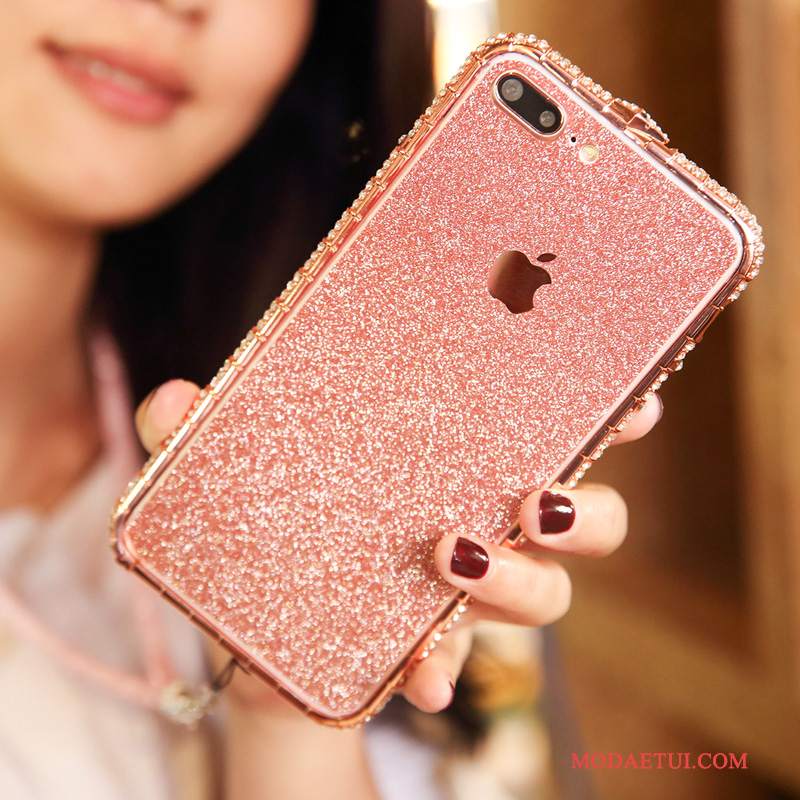 Futerał iPhone 8 Rhinestone Granicana Telefon, Etui iPhone 8 Metal Różowe Anti-fall