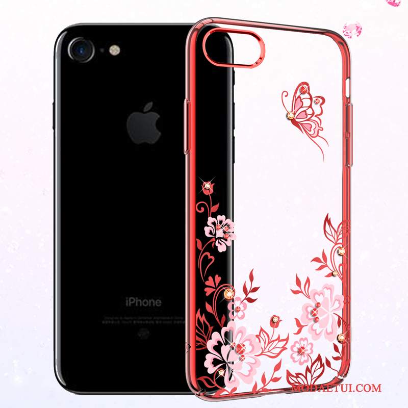 Futerał iPhone 8 Rhinestone Na Telefon Wiszące Ozdoby, Etui iPhone 8 Luksusowy Anti-fall Czerwony