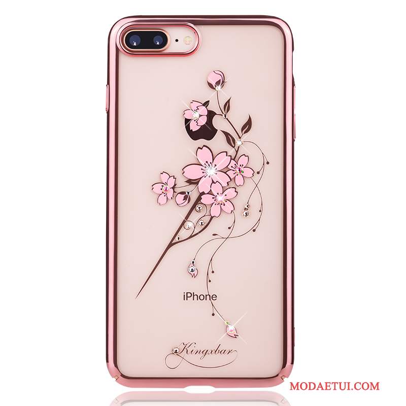 Futerał iPhone 8 Rhinestone Różowe Tendencja, Etui iPhone 8 Luksusowy Wiszące Ozdoby Anti-fall