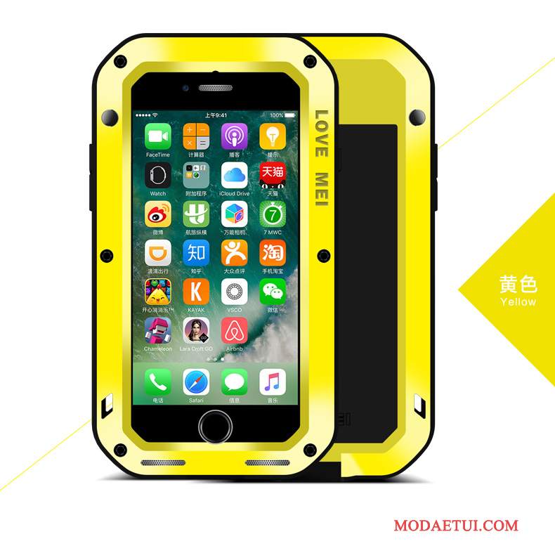 Futerał iPhone 8 Silikonowe Trzy Mechanizmy Obronne Żółty, Etui iPhone 8 Metal Outdoor Dekompresja