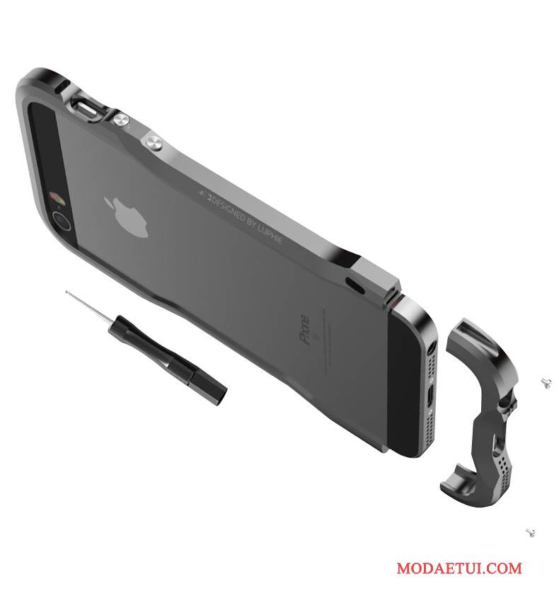 Futerał iPhone Se Metal Granica Szary, Etui iPhone Se Nowyna Telefon