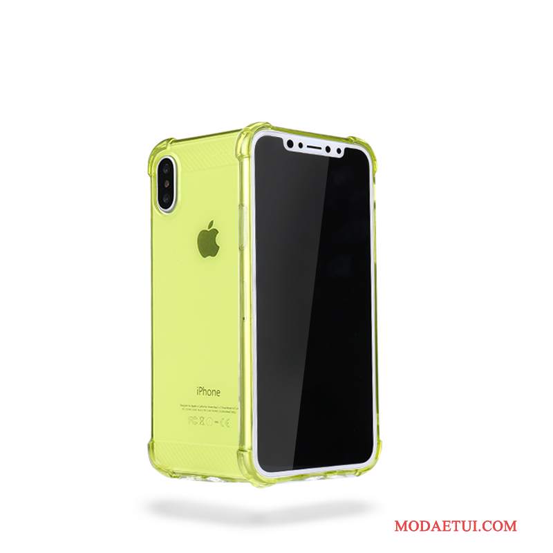 Futerał iPhone X Silikonowe Zielonyna Telefon, Etui iPhone X Miękki Anti-fall Niebieski