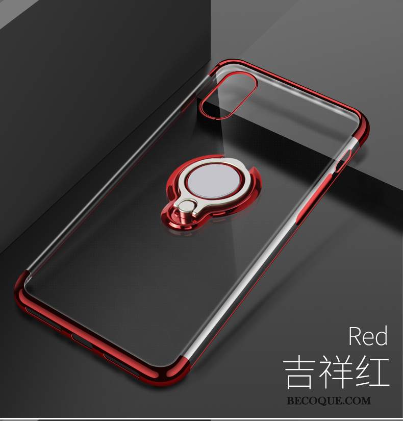 Futerał iPhone Xs Silikonowe Czerwony Magnetyzm, Etui iPhone Xs Miękki Na Telefon Ring