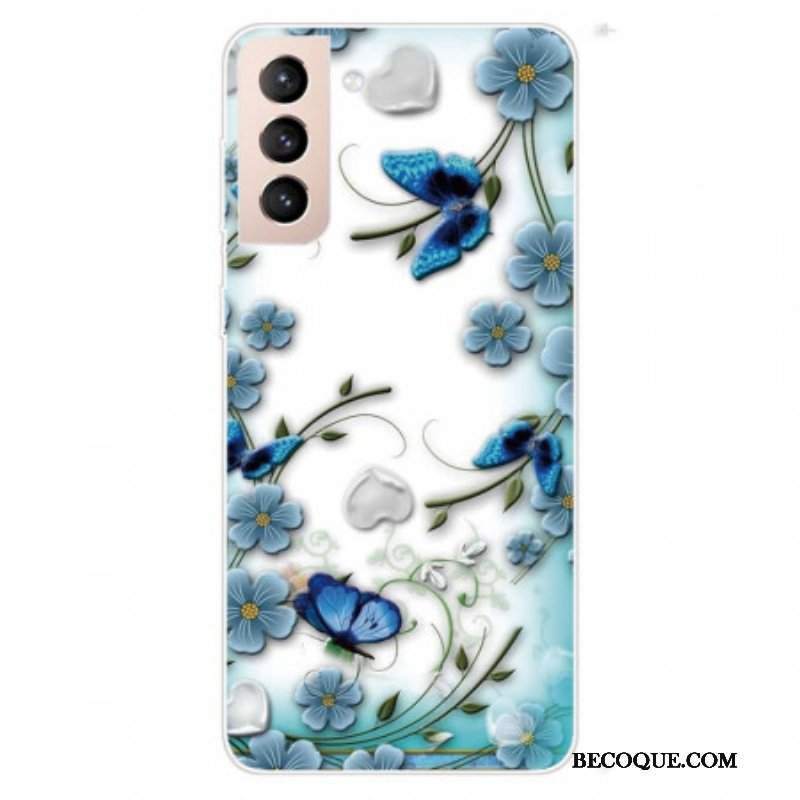 Futerały do Samsung Galaxy S22 Plus 5G Retro Motyle I Kwiaty