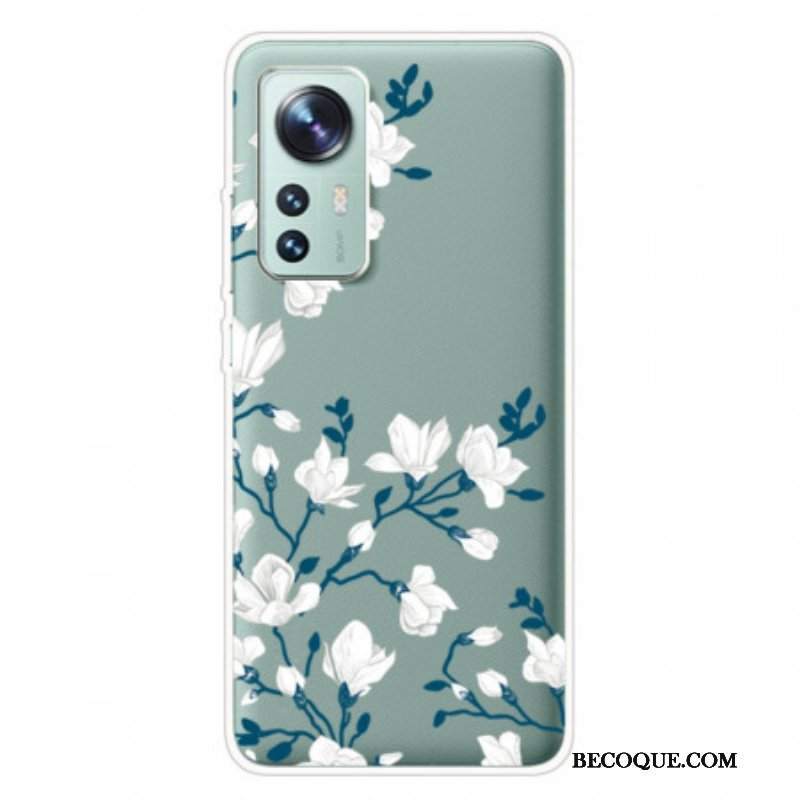 Futerały do Xiaomi 12 Pro Silikonowe Białe Kwiaty