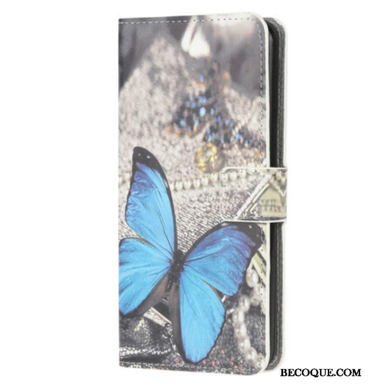 Obudowa Etui Na Telefon do Samsung Galaxy A42 5G Prestiżowy Motyl W Kolorze Niebieskim