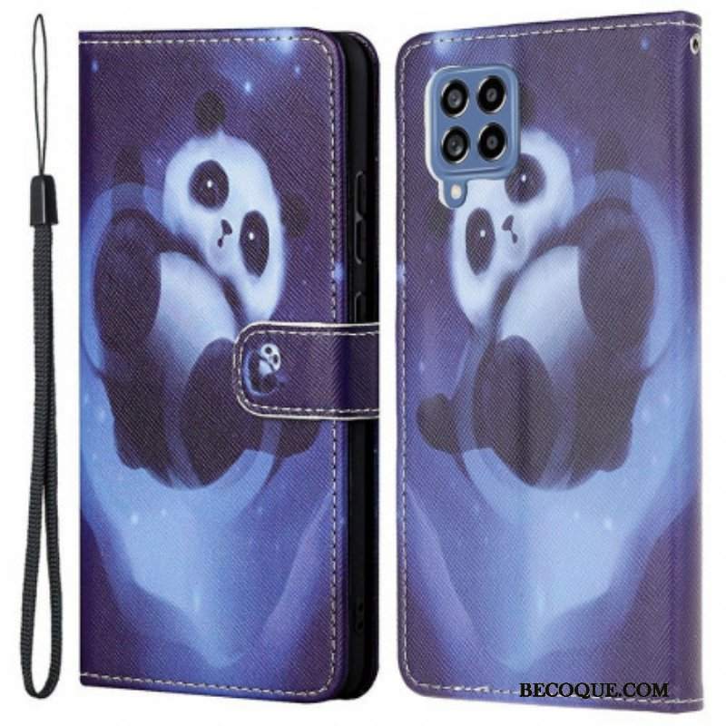Obudowa Etui Na Telefon do Samsung Galaxy M53 5G z Łańcuch Kosmiczna Panda Ze Smyczą