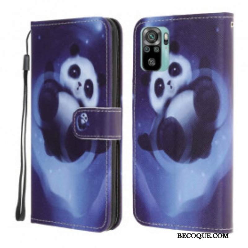 Obudowa Etui Na Telefon do Xiaomi Redmi Note 10 / 10S z Łańcuch Panda Space Ze Smyczą
