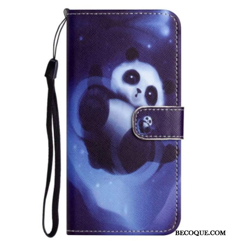 Obudowa Etui Na Telefon do Xiaomi Redmi Note 12 4G z Łańcuch Kosmiczna Panda Ze Smyczą