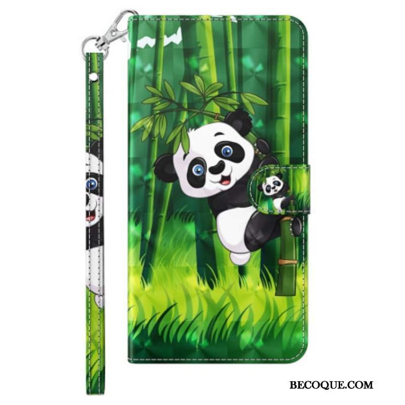 Obudowa Etui Na Telefon do iPhone 15 Pro Max z Łańcuch Panda Bambusowa 3d Z Paskiem
