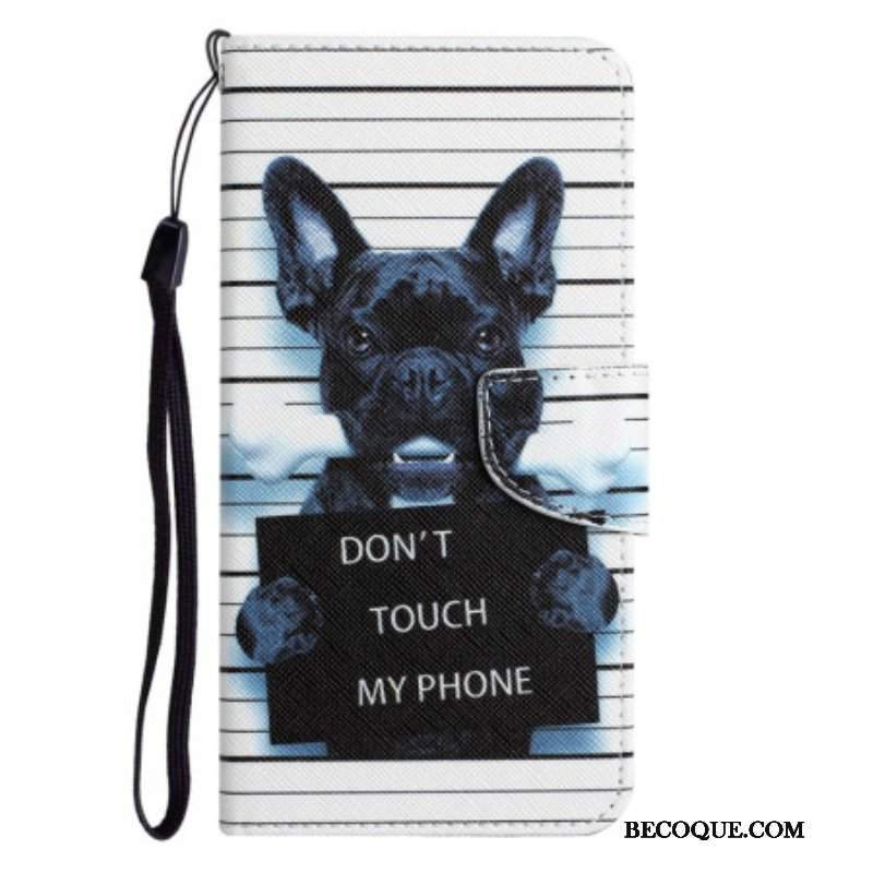 Skórzany Futerał do Samsung Galaxy S23 Plus 5G z Łańcuch Pies Nie Dotykaj Mojego Telefonu Smyczą