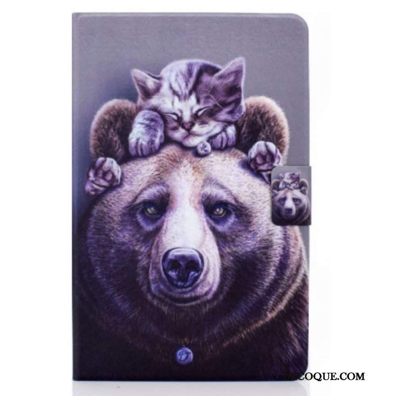 Skórzany Futerał do iPad 10.9" (2022) Kot I Niedźwiedź