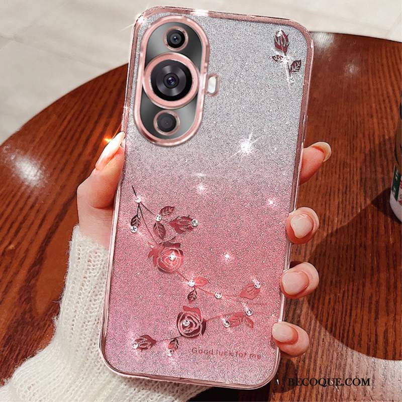 Etui Do Huawei Nova 11 Pro Kwiaty Ze Strasu Kadem