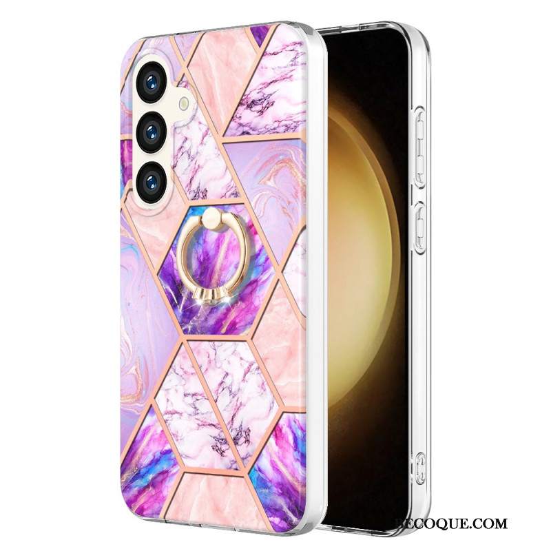 Etui Do Samsung Galaxy S24 5g Z Obniżonym Marmurowym Pierścieniem Podporowym