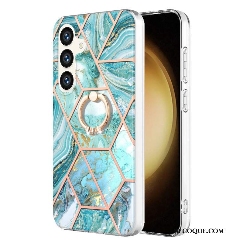 Etui Do Samsung Galaxy S24 5g Z Obniżonym Marmurowym Pierścieniem Podporowym