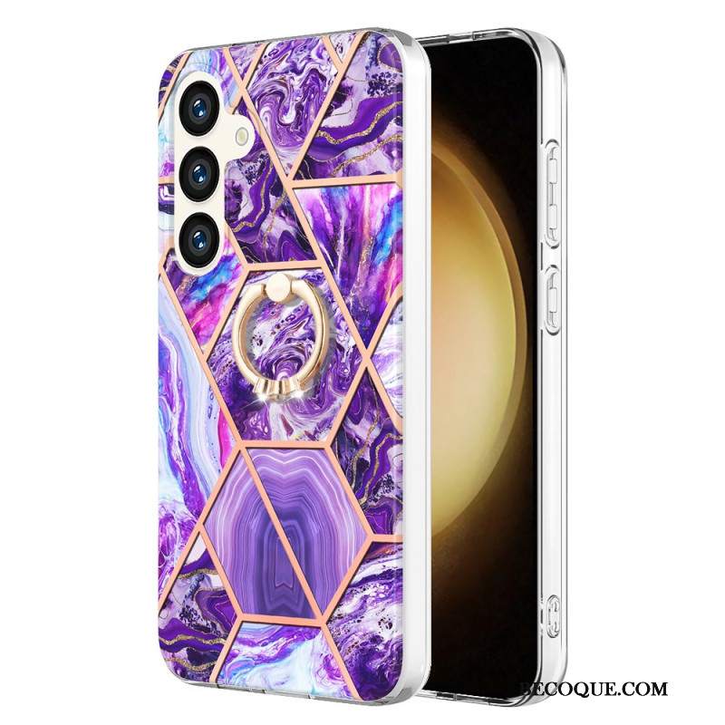 Etui Do Samsung Galaxy S24 5g Z Obniżonym Marmurowym Pierścieniem Podporowym