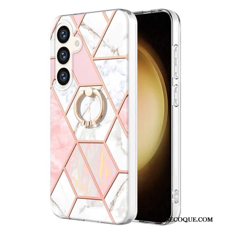 Etui Do Samsung Galaxy S24 5g Z Obniżonym Marmurowym Pierścieniem Podporowym