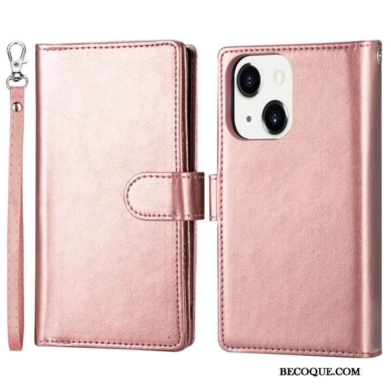 Etui Etui Folio do iPhone 14 Plus Odłączany Uchwyt Na 9 Kart