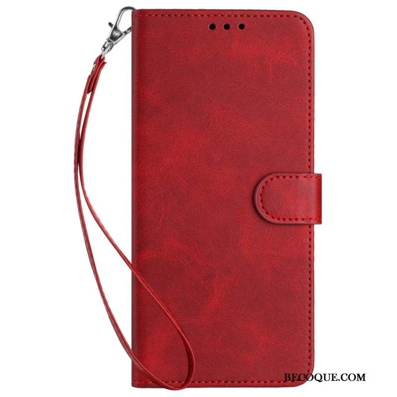 Etui Folio Do Motorola Edge 50 Fusion Zwykła Sztuczna Skóra Z Paskiem