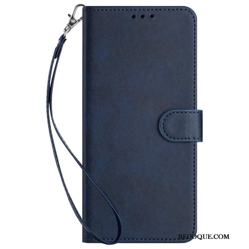 Etui Folio Do Motorola Edge 50 Fusion Zwykła Sztuczna Skóra Z Paskiem