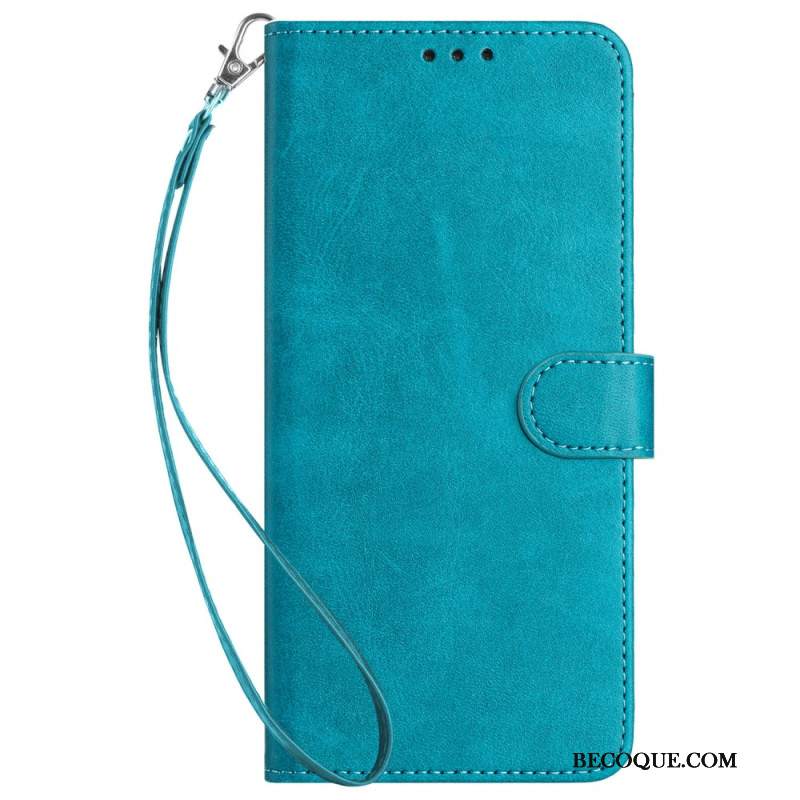 Etui Folio Do Motorola Edge 50 Fusion Zwykła Sztuczna Skóra Z Paskiem