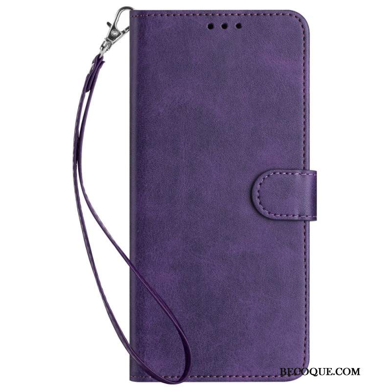 Etui Folio Do Motorola Edge 50 Fusion Zwykła Sztuczna Skóra Z Paskiem