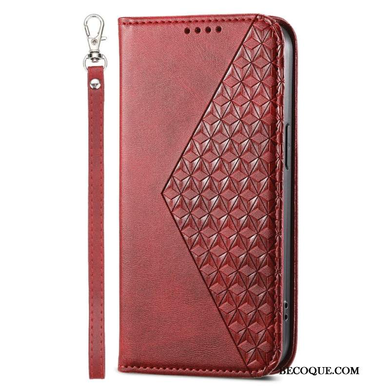 Etui Folio Do Realme 12 / 12x 5g Nadruk W Romby Na Ramiączkach