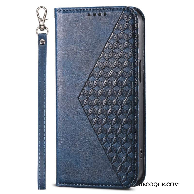 Etui Folio Do Realme 12 / 12x 5g Nadruk W Romby Na Ramiączkach