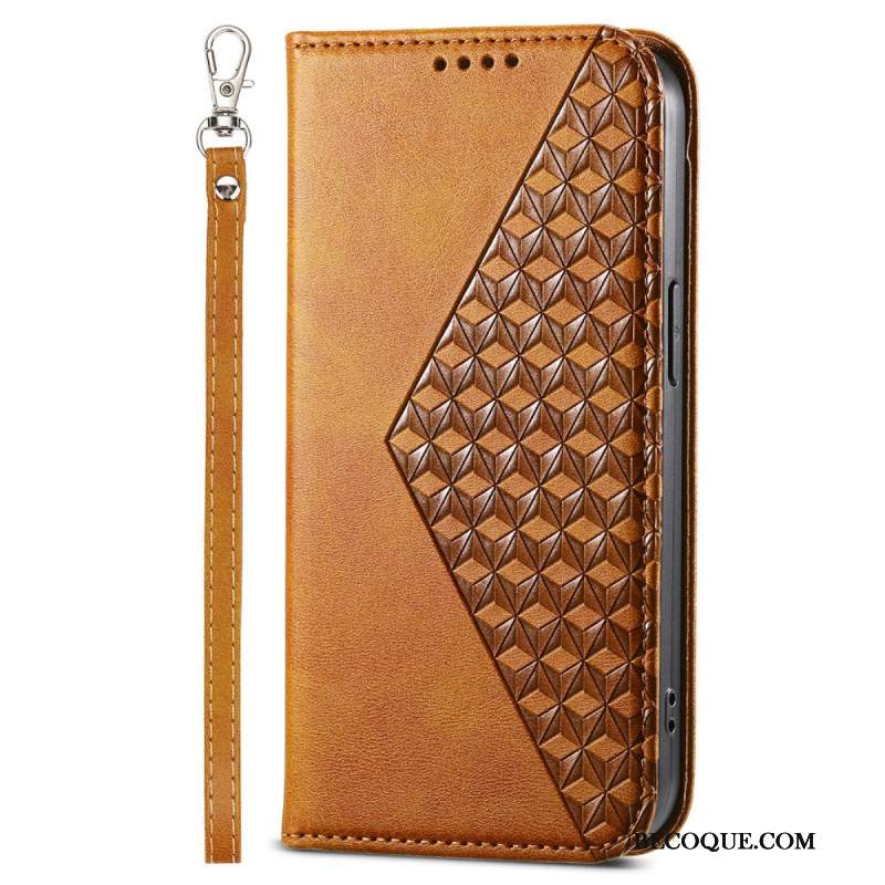 Etui Folio Do Realme 12 / 12x 5g Nadruk W Romby Na Ramiączkach