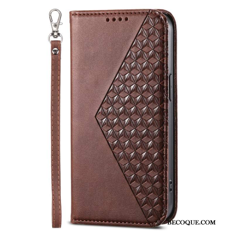 Etui Folio Do Realme 12 / 12x 5g Nadruk W Romby Na Ramiączkach
