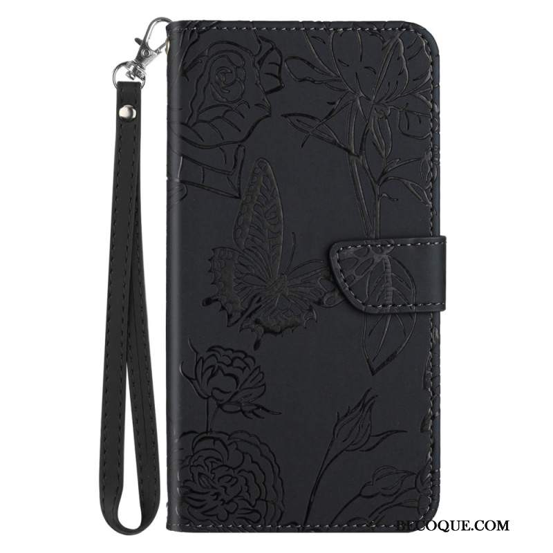 Etui Folio Do Samsung Galaxy A15 Nadruk W Motyle Ze Smyczą