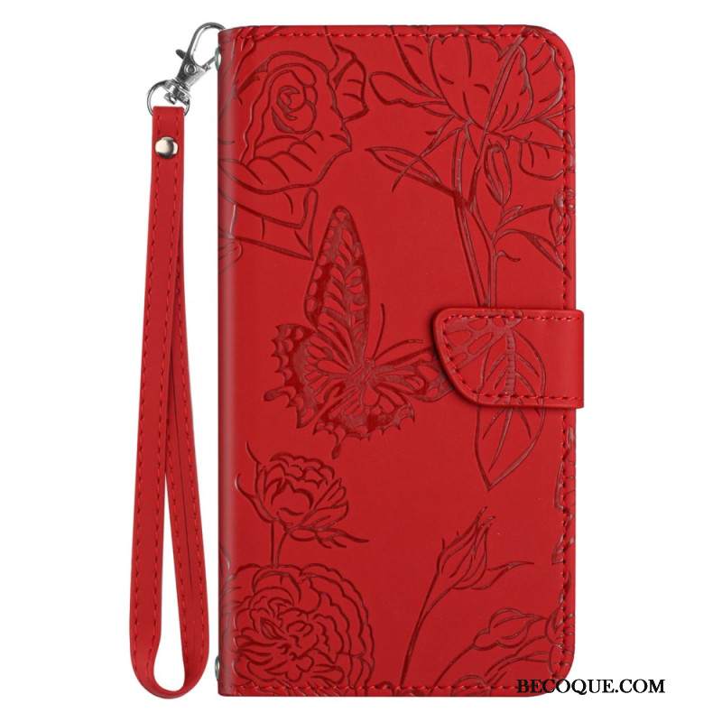 Etui Folio Do Samsung Galaxy A15 Nadruk W Motyle Ze Smyczą