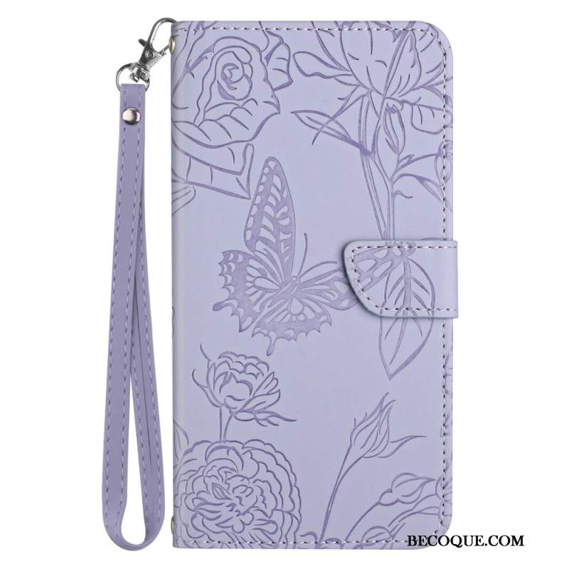 Etui Folio Do Samsung Galaxy A15 Nadruk W Motyle Ze Smyczą