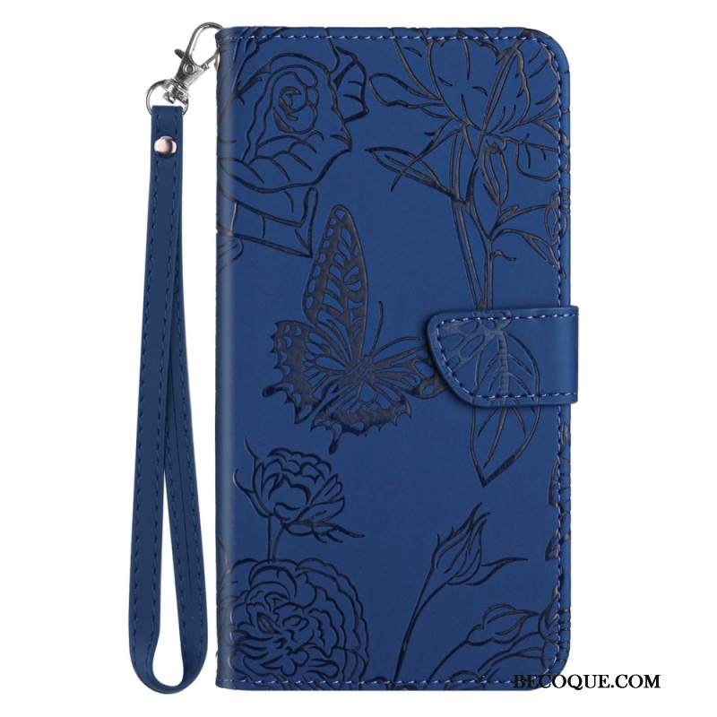 Etui Folio Do Samsung Galaxy A15 Nadruk W Motyle Ze Smyczą