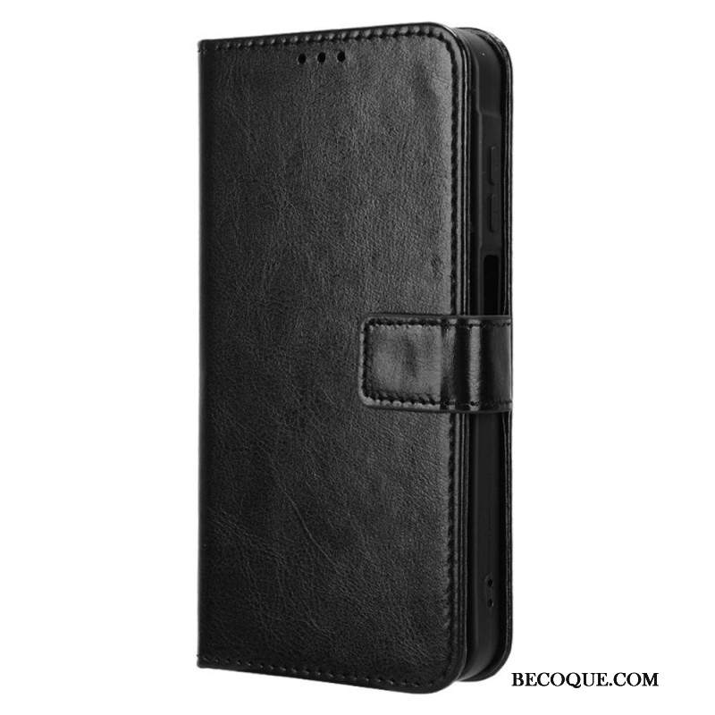 Etui Folio Do Samsung Galaxy M55 5g Błyszcząca Sztuczna Skóra Z Paskiem