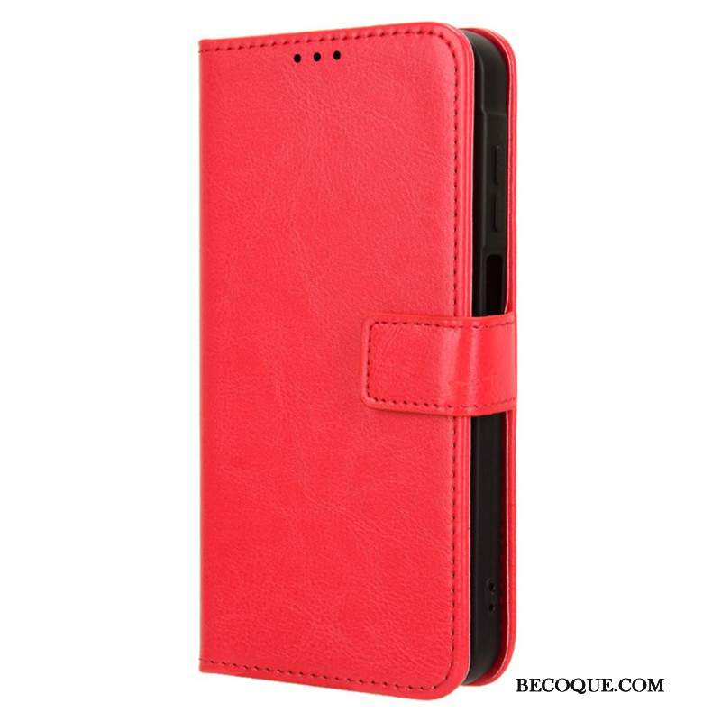 Etui Folio Do Samsung Galaxy M55 5g Błyszcząca Sztuczna Skóra Z Paskiem