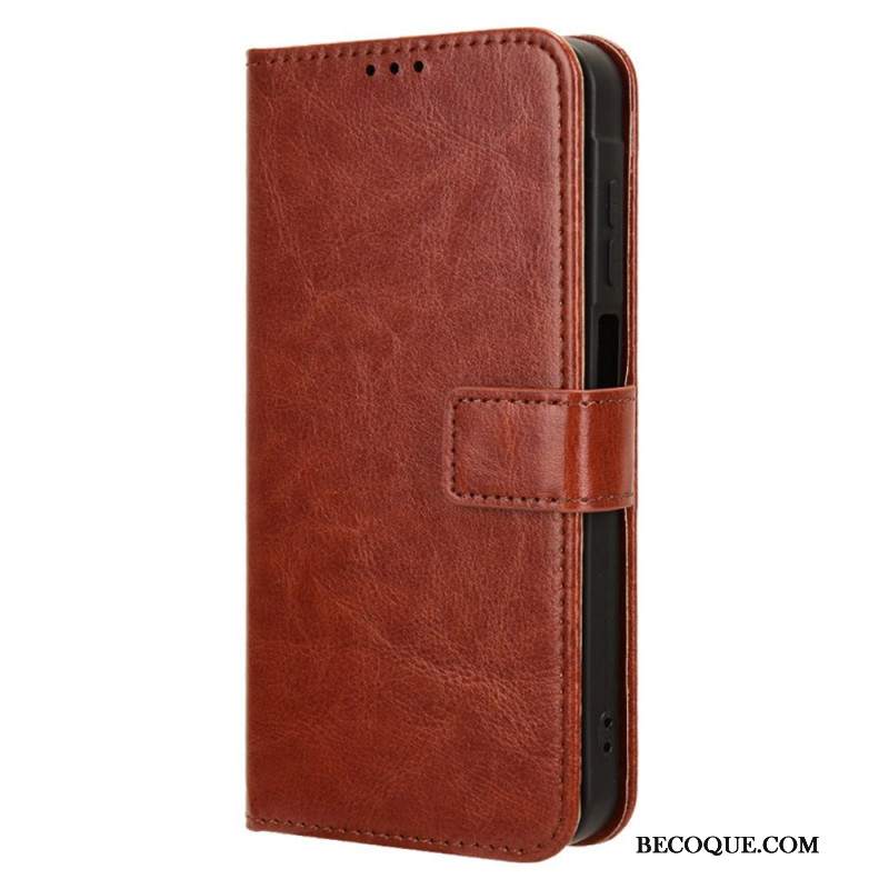 Etui Folio Do Samsung Galaxy M55 5g Błyszcząca Sztuczna Skóra Z Paskiem