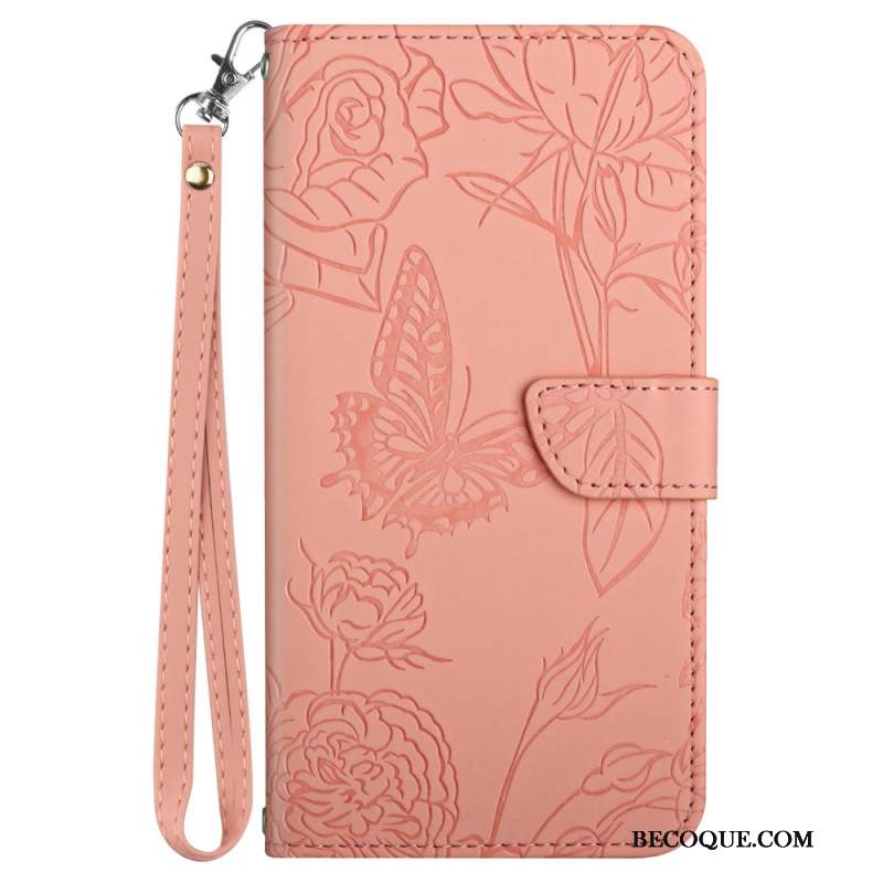Etui Folio Do Samsung Galaxy M55 5g Nadruk W Motyle Z Paskiem