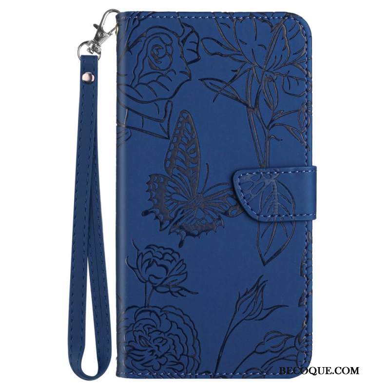Etui Folio Do Samsung Galaxy M55 5g Nadruk W Motyle Z Paskiem