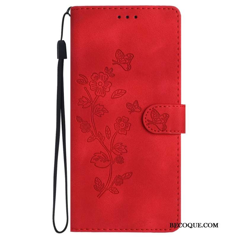 Etui Folio Do Samsung Galaxy S24 5g Dyskretny Kwiatowy Wzór Z Paskiem