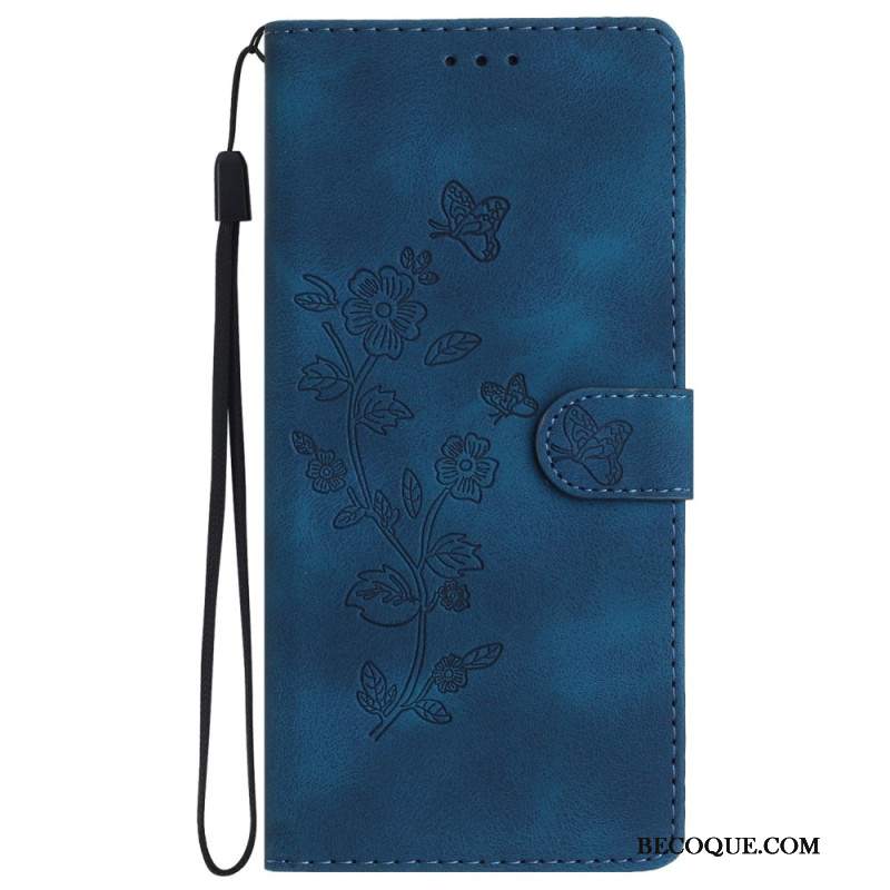 Etui Folio Do Samsung Galaxy S24 5g Dyskretny Kwiatowy Wzór Z Paskiem