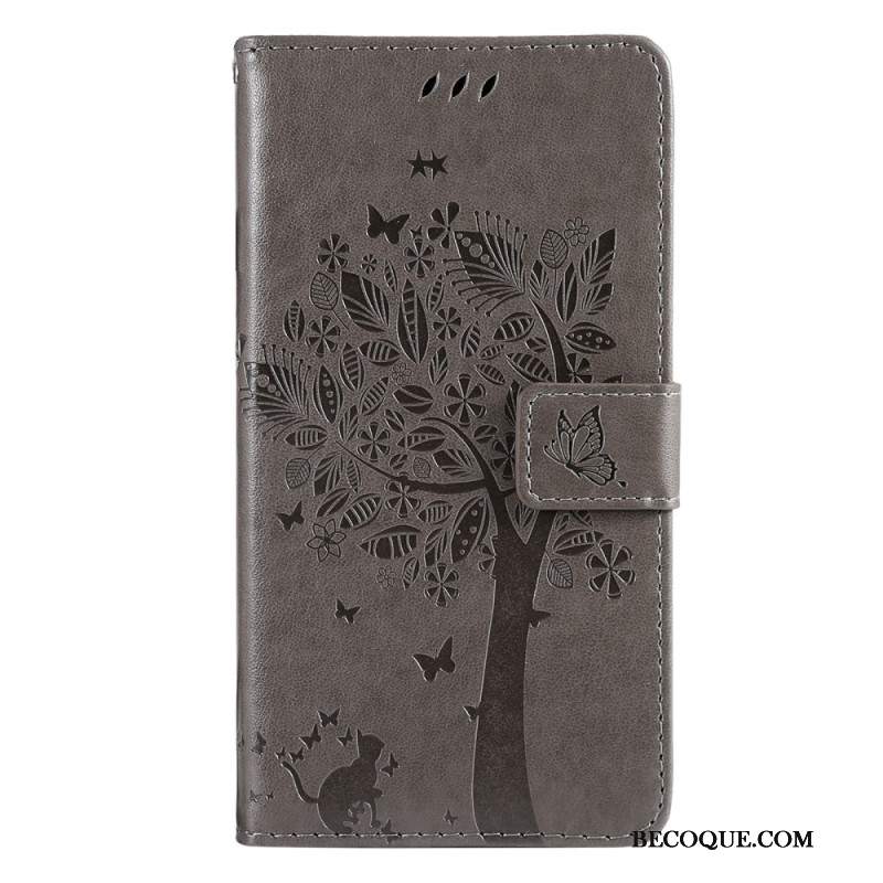 Etui Folio Do Samsung Galaxy S24 Plus 5g Kot Pod Drzewkiem Ze Smyczą