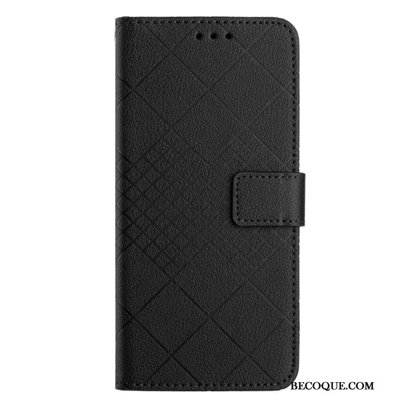 Etui Folio Do Xiaomi 14 Diamenty O Fakturze Litchi Z Paskiem