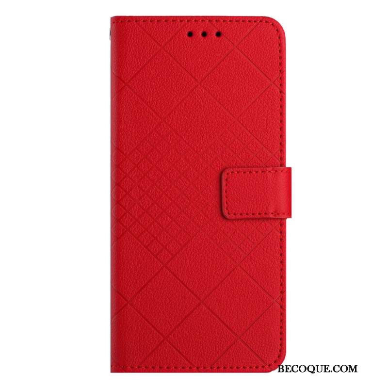 Etui Folio Do Xiaomi 14 Diamenty O Fakturze Litchi Z Paskiem
